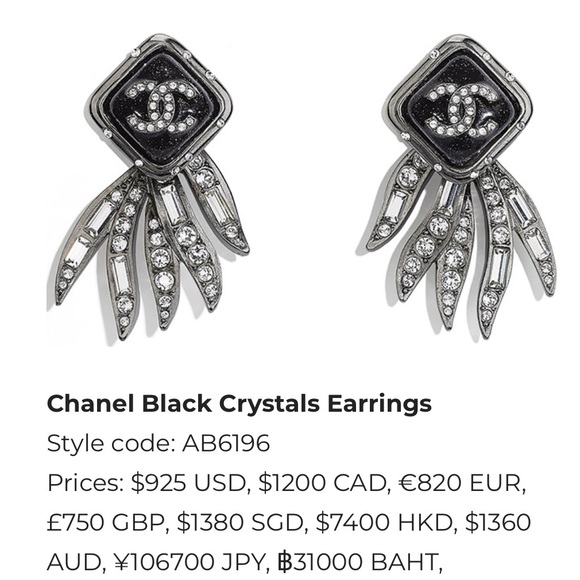 CHANEL Black Crystals earrings - Picture 1 of 8